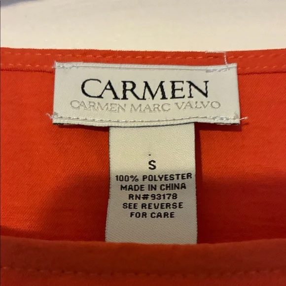 Vintage 80’s Carmen Marc Valvo Vibrant Orange Blouse - Picture 2 of 5